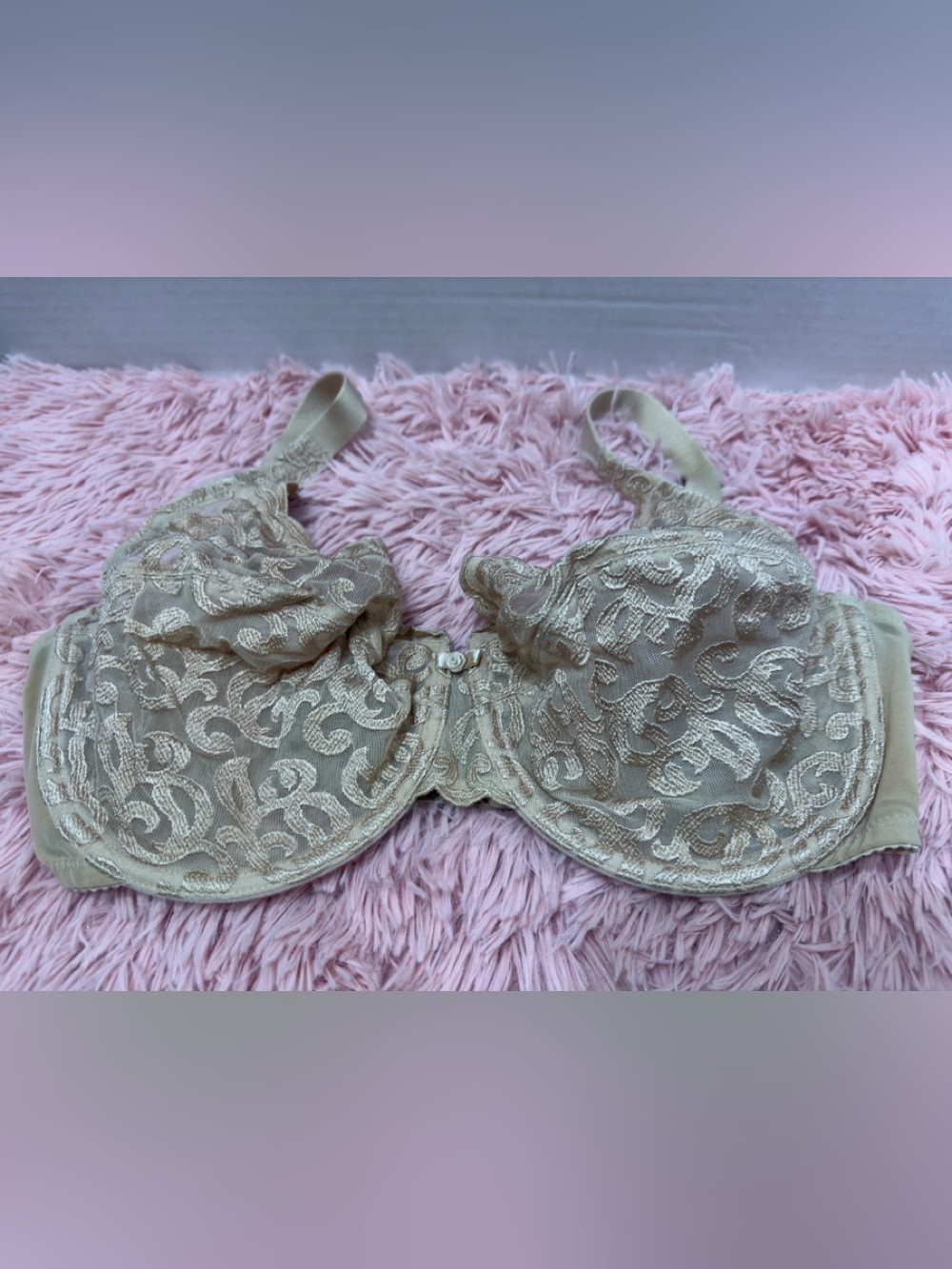 Wacoal Beige Lace Underwire Bra Sz 34DDD EUC